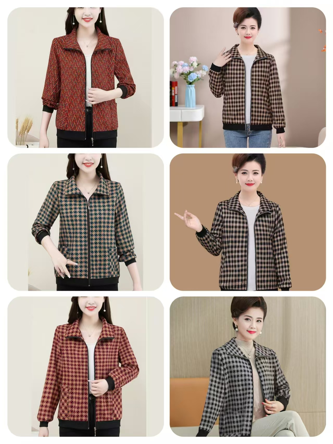 Новое короткое пальто для матерей весной и осенью, стильное клетчатое пальто для женщин среднего и пожилого возраста