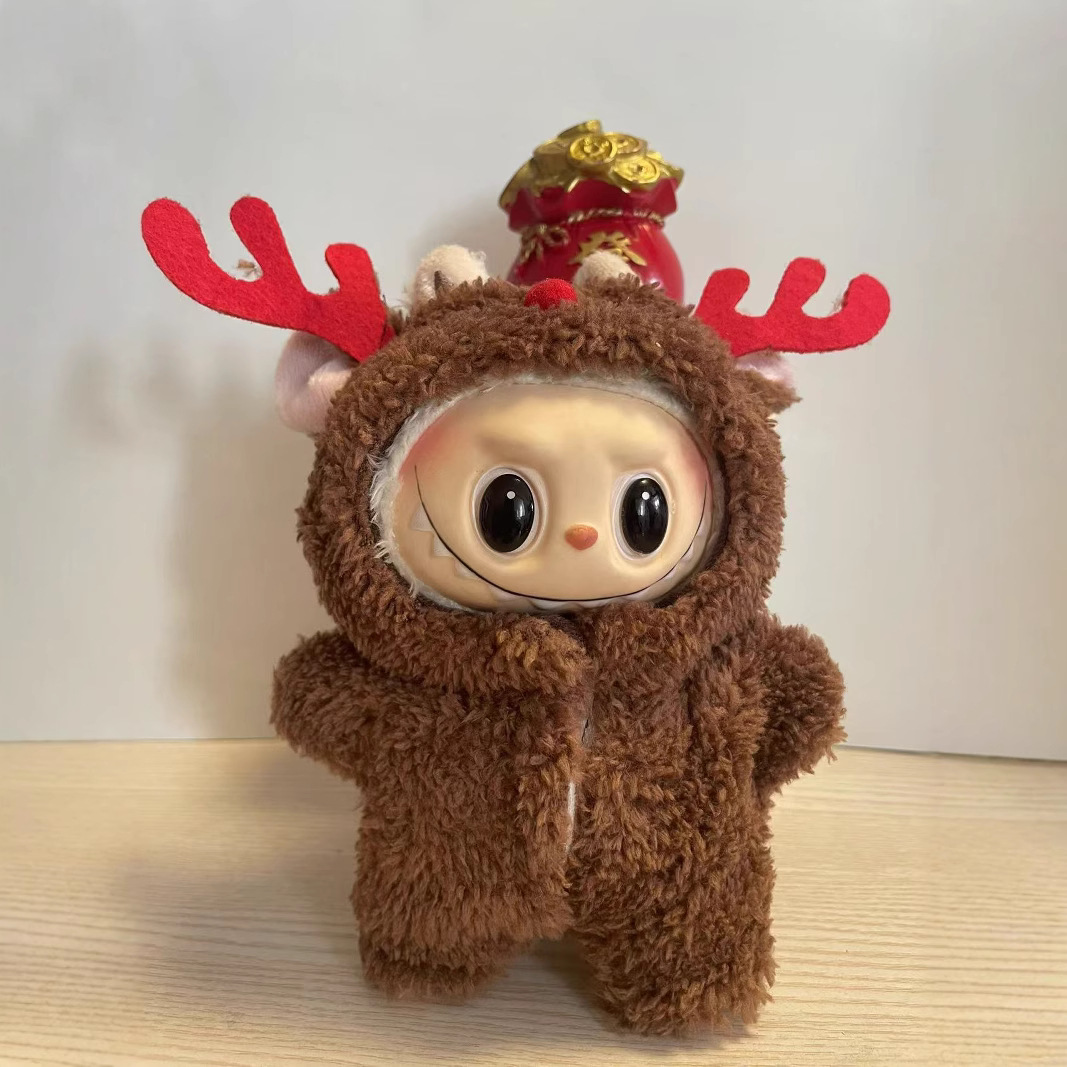 "Baby Clothes Only" 17cm Rab Cloth Pendant Christmas Deer Newspaper Labubu Clothes Cloak Sweater Wholesale