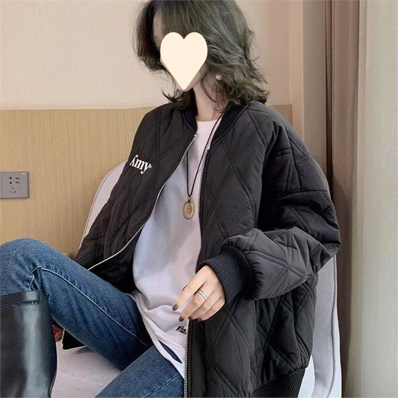 2025 Autumn and Winter New Lightweight down Cotton Jacket Women's Embroidered Baseball Collar Loose Thickened Jacket