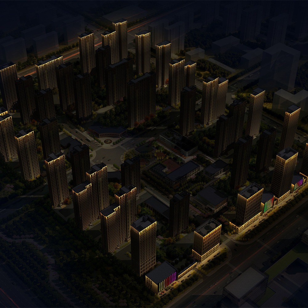 Building floodlighting design Tangshan lubei district shantytown renovation lighting design renderings outdoor lighting