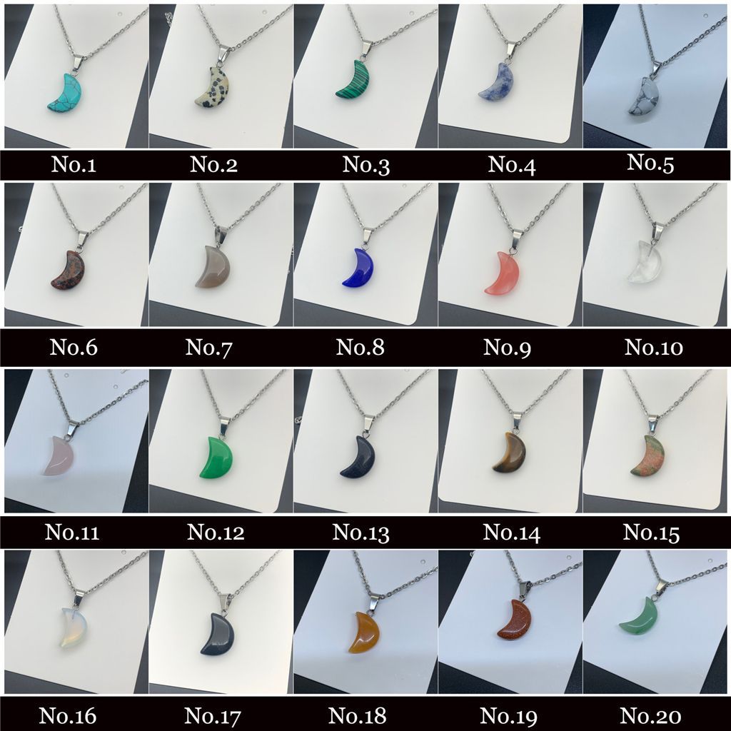 20 kinds of natural stone ladies chain necklace white pine obsidian white crystal gray agate blue sand gold stone wholesale