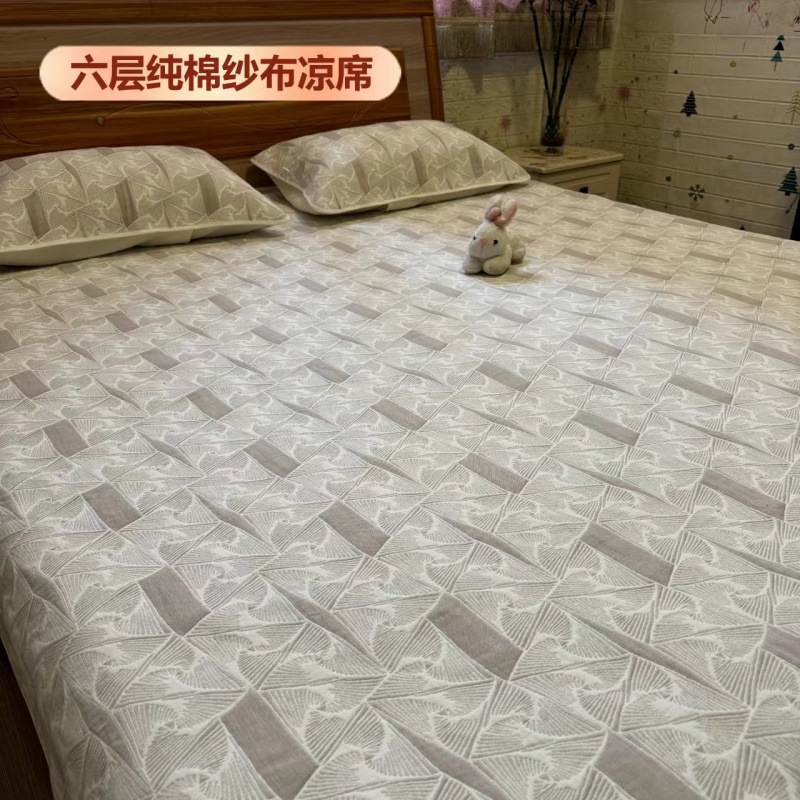 Q Gauze Bed Pure Cotton Six-Layer Soft Mat Infant Student Adult Double Air-Conditioned Room Non-Aage Coarse Cloth Three Pieces W