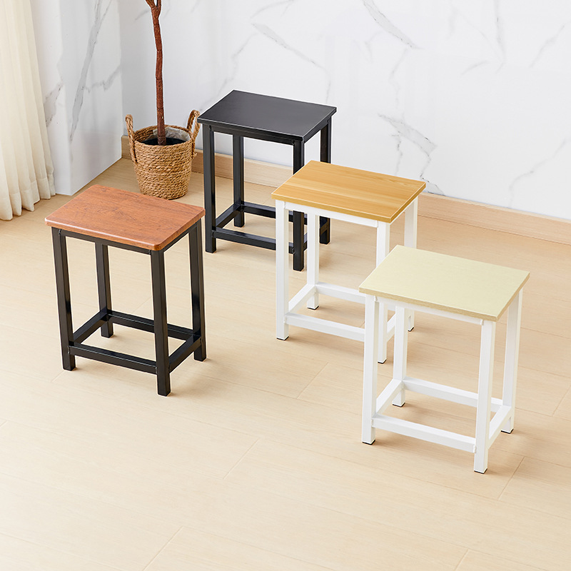 Stool Training Square Stool Colorful Dormitory Stool Student Stool Thickened Fast Food Stool Canteen Iron Stool Adult High Stool