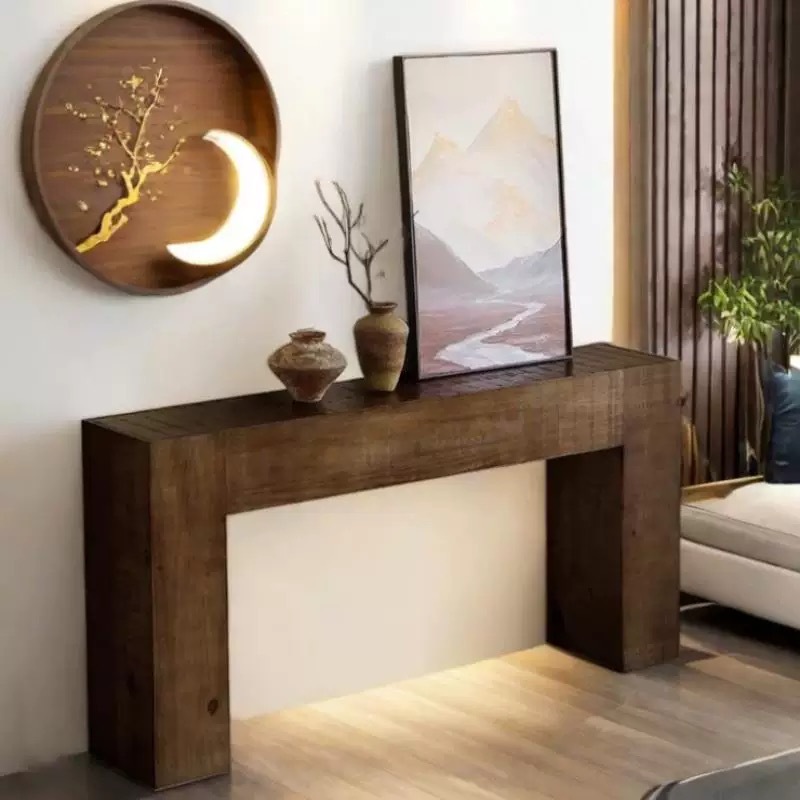 Домашний стол за диваном из массива дерева для декора гостиной узкий боковой шкаф для декора нового дома длинный стол