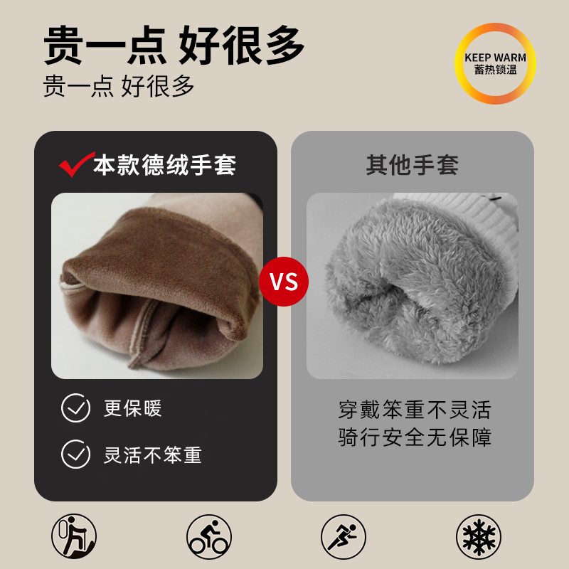 Spring, Autumn and Winter Warm Outdoor Cycling Sports Men's and Women's Couples' Non-Slip, Windproof and Waterproof Plus Thin Velvet Touch Screen Gloves