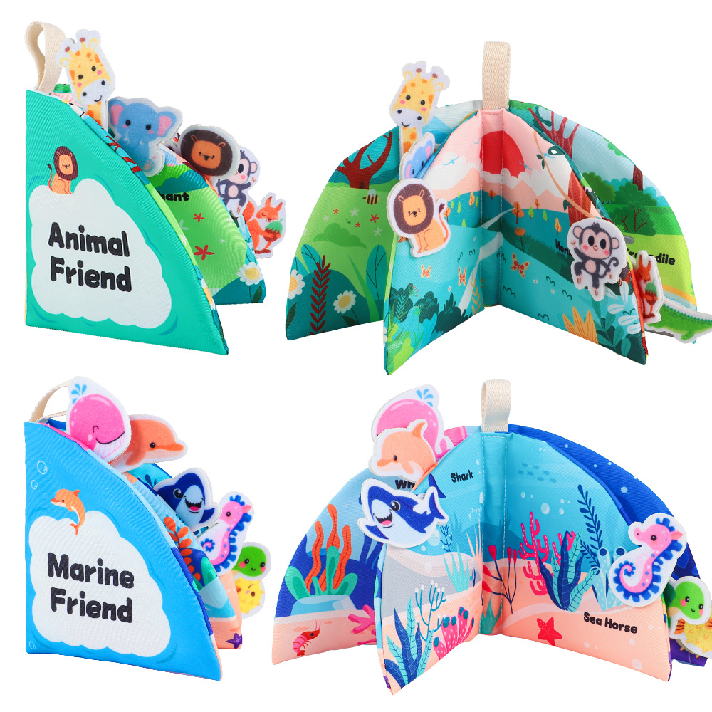 Source manufacturers baby cloth book hook and loop tear book can bite baby early education cloth book hand tear book 0-3 years old