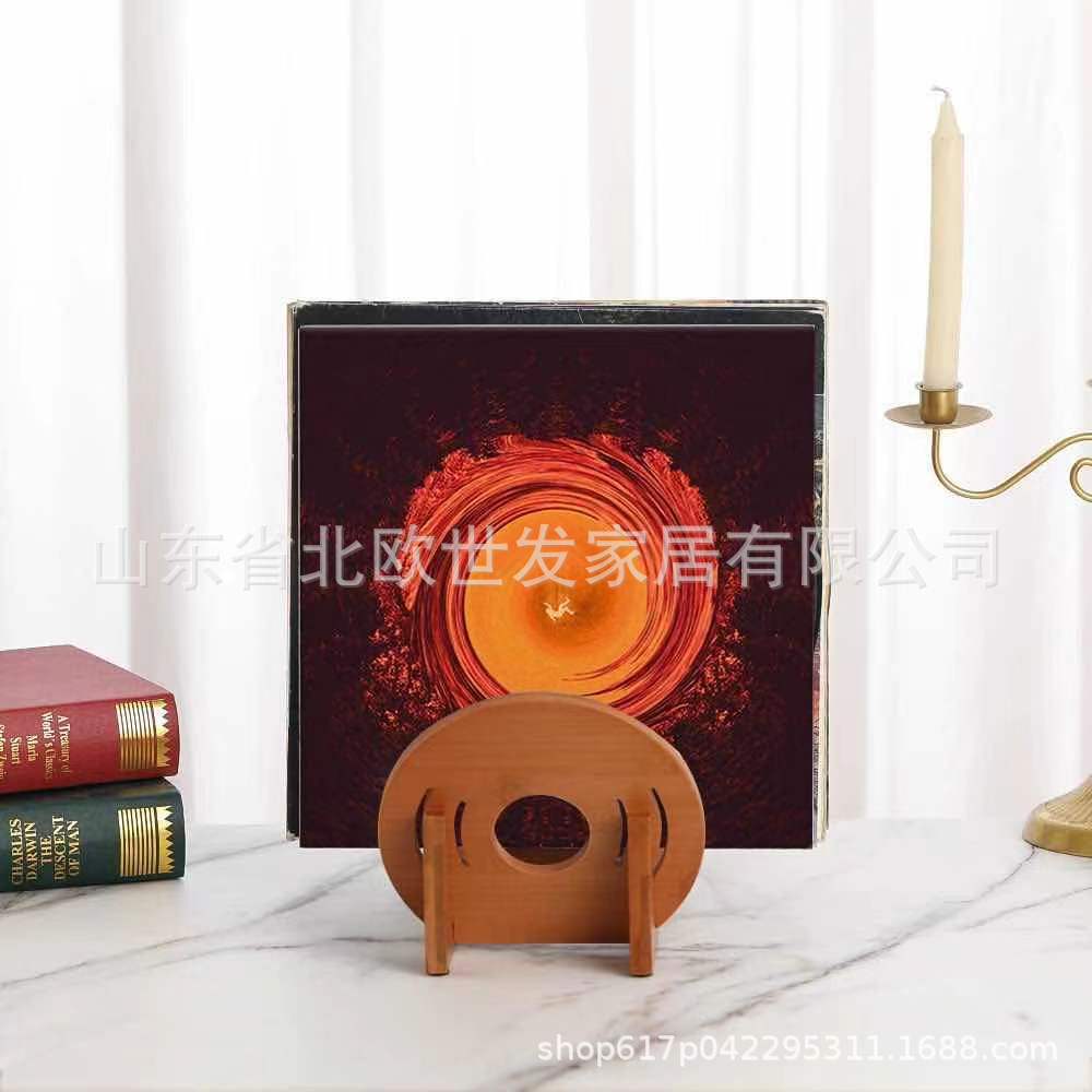 Creative Wooden CD Bracket Vinyl Record Storage Display Rack Home Desktop Album CD Disc Collection Rack