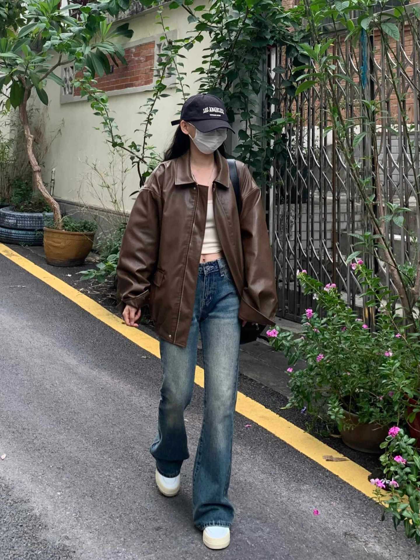 Hong Kong-style Korean-style Retro Loose Motorcycle Leather Jacket Women's 2024 New American-style All-match Top Jacket