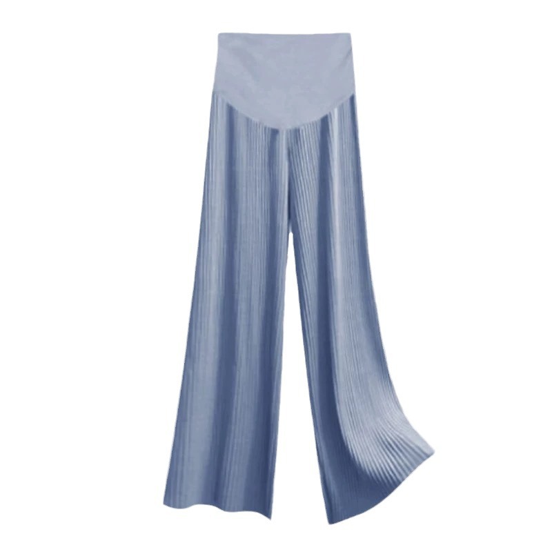 Summer Maternity Wear, Summer Cool Ice Silk Pants, Wide-Leg Pants, Thin Outer Wear, Loose Pleated Maternity Nine-Point Pants