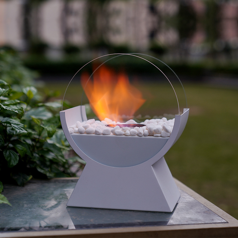 Cross border hot sale alcohol fireplace indoor decoration desktop fireplace portable outdoor round glass stove factory wholesale