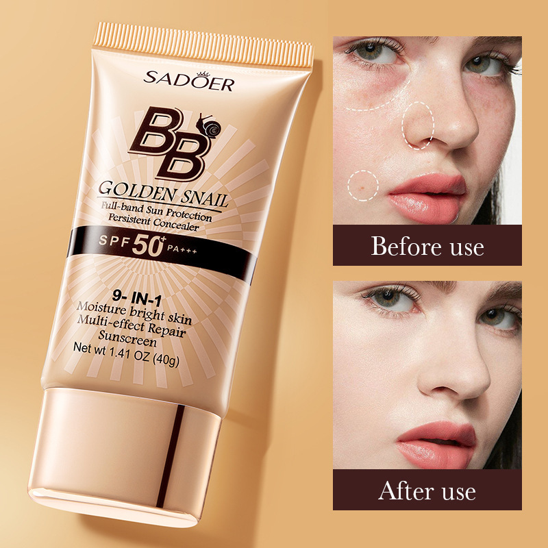 All English SADOER gold snail sunscreen BB cream isolation protection uniform skin color BB cream cross-border foreign trade wholesale