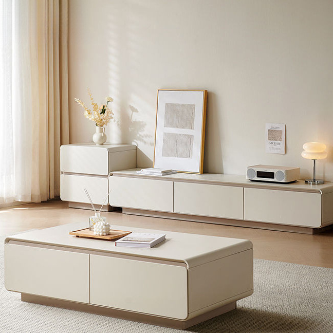 Light Luxury Home Coffee Table Tv Cabinet Combination Simple Modern Cream Style Tv Cabinet Floor Sofa Living Room Coffee Table