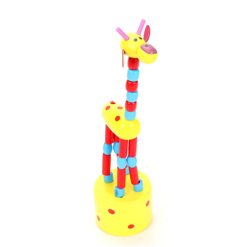 Giraffe puppet swing stand bucket wooden animal finger Doll Doll toy mini cute dancing animal