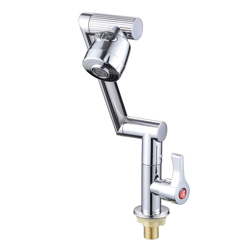 Кран с одним носиком Lucky Cat, 1080 градусов вращающийся, из нержавеющей стали, черный механический рычаг, горизонтальный одноколонный кран