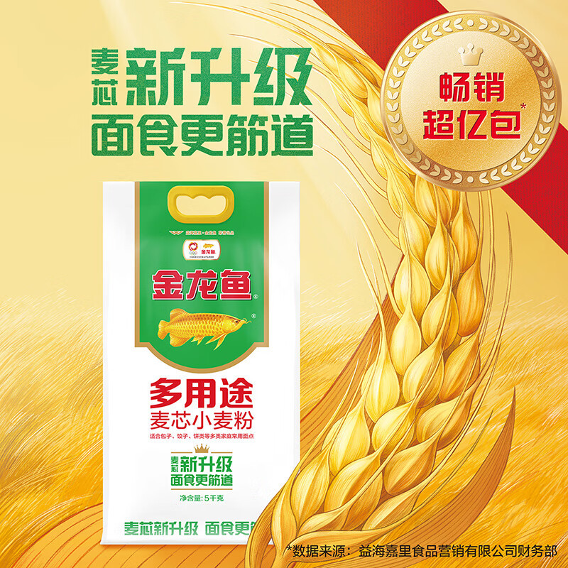 Golden Dragon Fish Multi-purpose Wheat Flour 1kg Medium Gluten Flour 2kg Household Wheat Flour Dumplings Dumplings Noodles Steamed Bread Cake