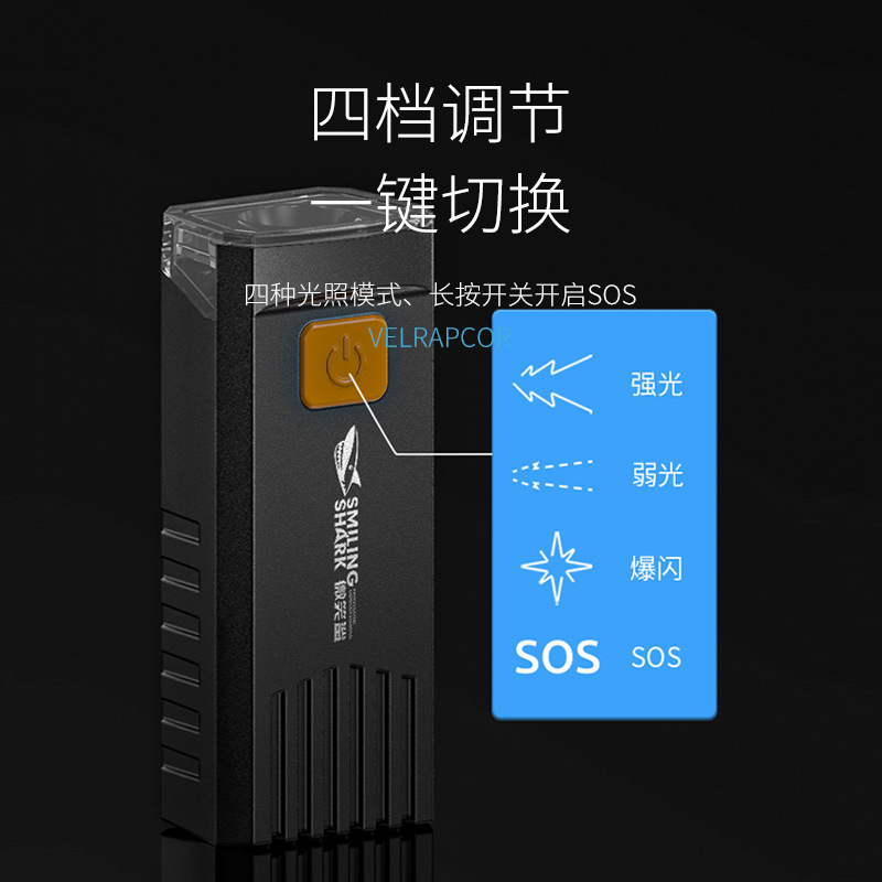 Smiling Shark Portable Easy to Install High Brightness Bicycle Light Outdoor Riding Four-speed Adjustment Large Floodlight Night Riding Light