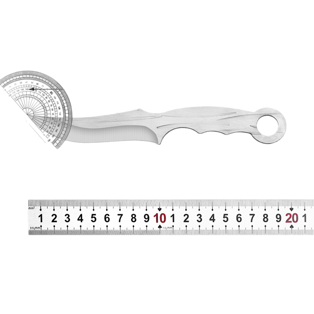 Outdoor Portable Multi-Purpose Meat Knife with Ring Handle for Camping, Mongolian Barbecue, Fish, and Sashimi