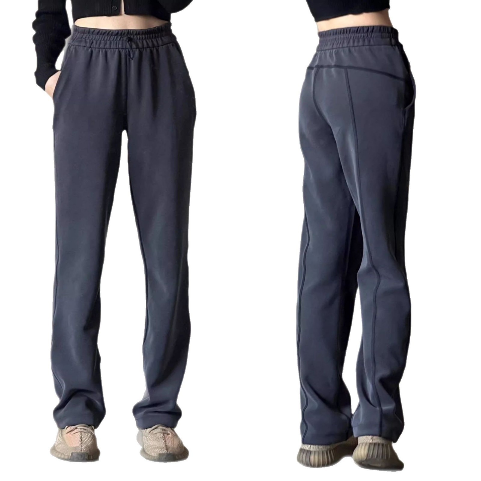 Lulu New Straight Air Pants Women's Long Softstreme Wide Leg Slim Casual Loose High Waist Sports Pants