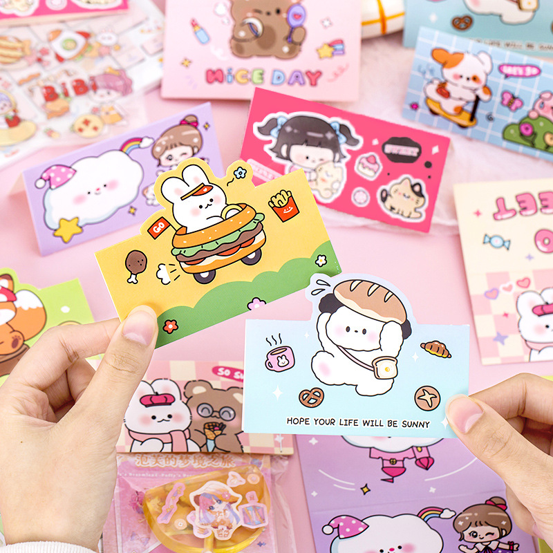 Hangsu Original Special-Shaped Cartoon Card Head Ins Cute Gift Message Small Card Creative Decoration Folded Card Head