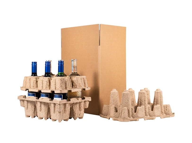 Chongqing Paper Tray Factory Custom Produces Red Wine Tray, Glass Bottle Protection Tray, Environmentally Friendly Degradable Packaging Tray