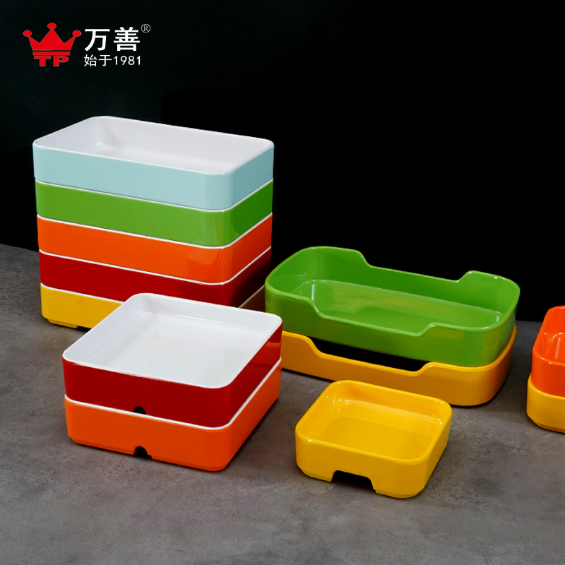 Melamine Skewer Selection and Side Dish Plate, Commercial Stackable Rectangular Serving Plate, Special Plate for Self-Service Barbecue and Hot Pot