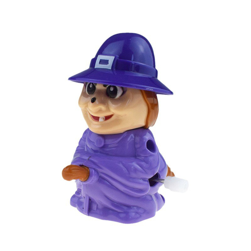Novelty Funny Clockwork Glide Cartoon Purple Witch Ghost Foot Zombie Winding Walking Doll Halloween Toys