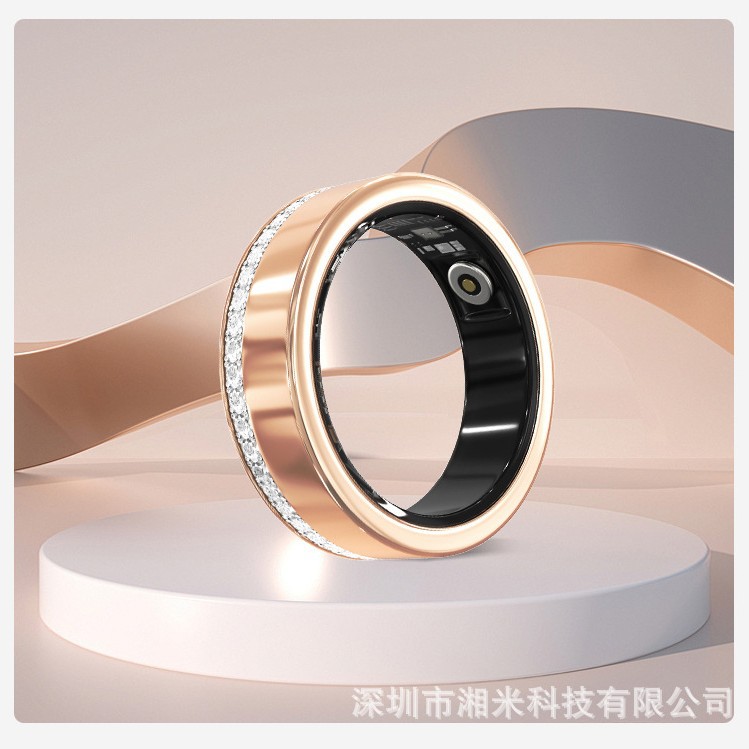 V8 Cross-border Diamond Couple Pair Ring Simple Stainless Steel Wedding Ring Smart Ring Heart Rate Blood Oxygen Sleep in stock Wholesale