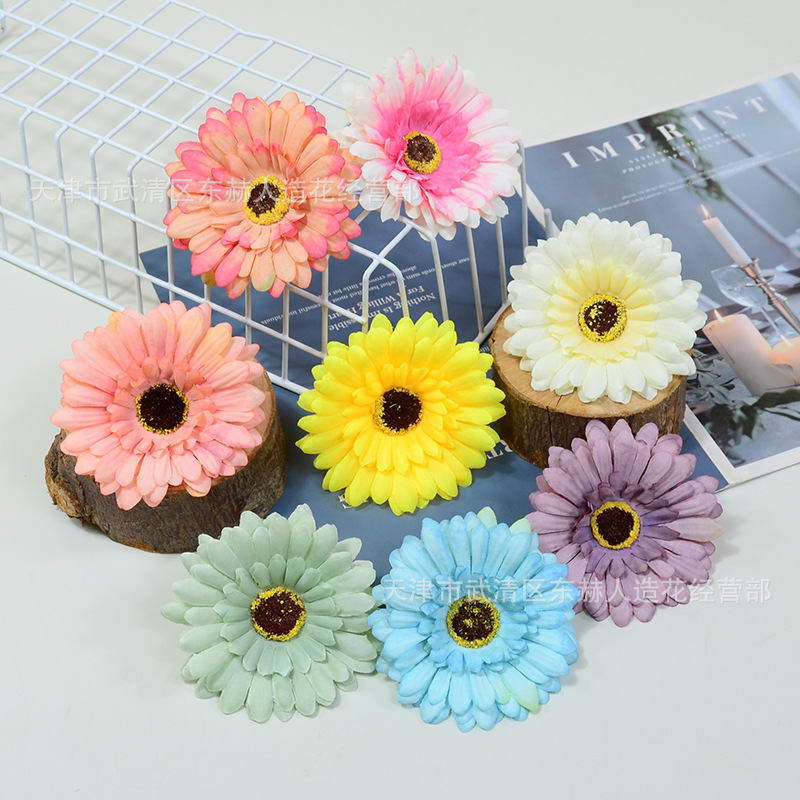 Artificial Autumn Gerbera Flowers for Dining Table, Coffee Table, Pastoral Decoration, Fake Bouquet, Wedding Decoration, Gerbera Flower Heads