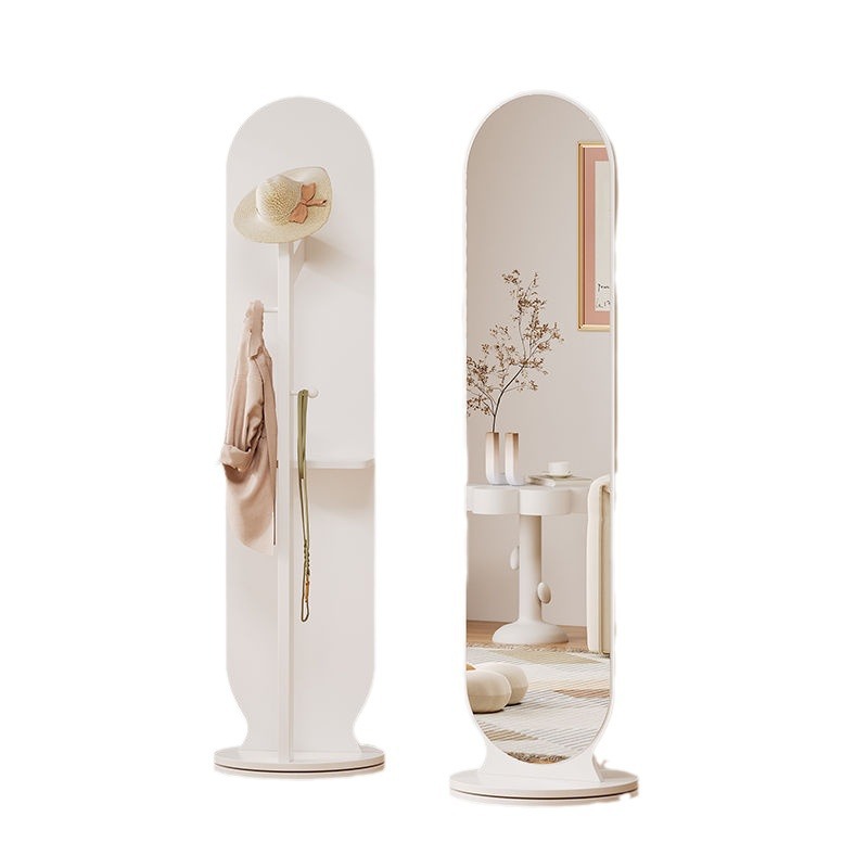 Rotating Dressing Mirror, Clothes Hanger, Integrated Mirror, Floor-Standing Full-Length Mirror, Bedroom Coat Rack, Vertical Household Large Fitting Mirror