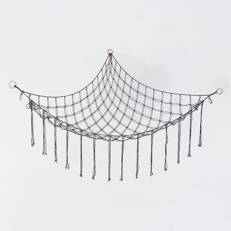 Hand-woven children's room corner toy storage hammock bedroom decoration triangle plush toy storage net