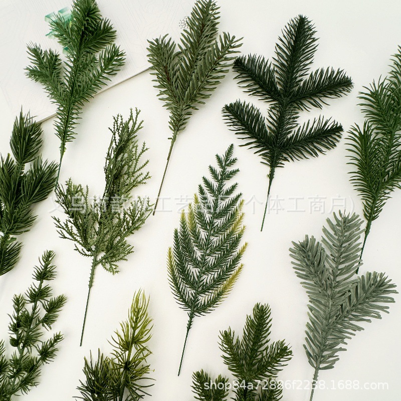 Simulated Christmas Pine Needles Three-Pronged Green Plants Christmas Wreath Tree Decorations Wholesale High Simulation