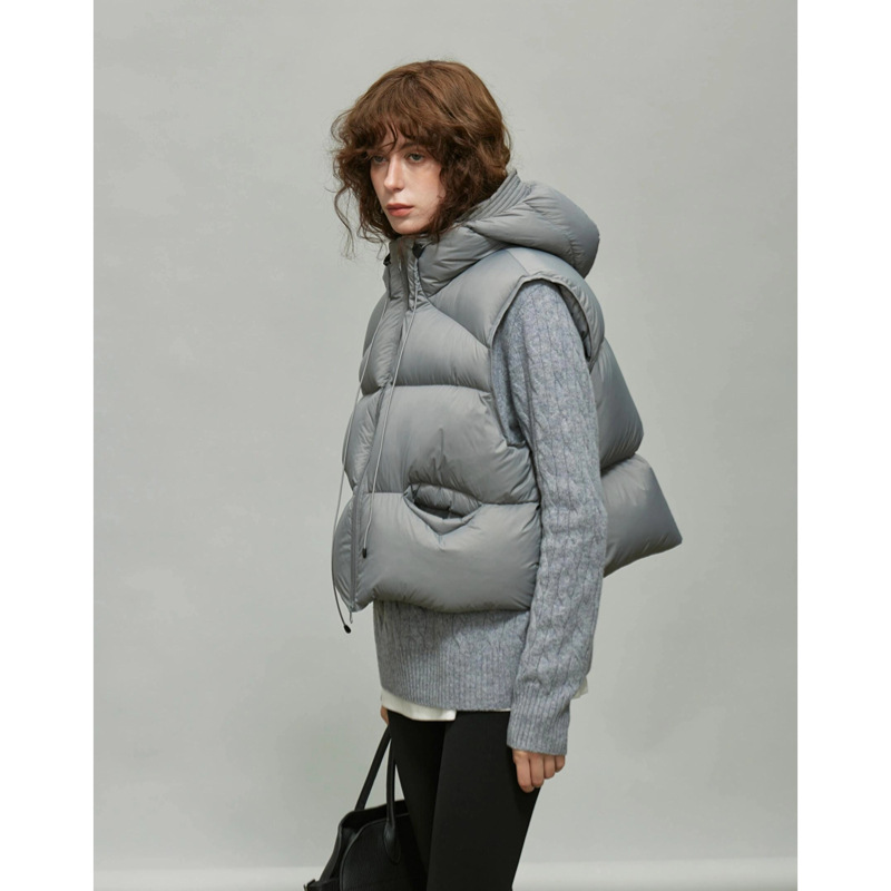 White Goose Down Hooded Down Vest Women's Short Outer Wear 2024 Autumn and Winter New Puff Small Men Vest Thick Jacket