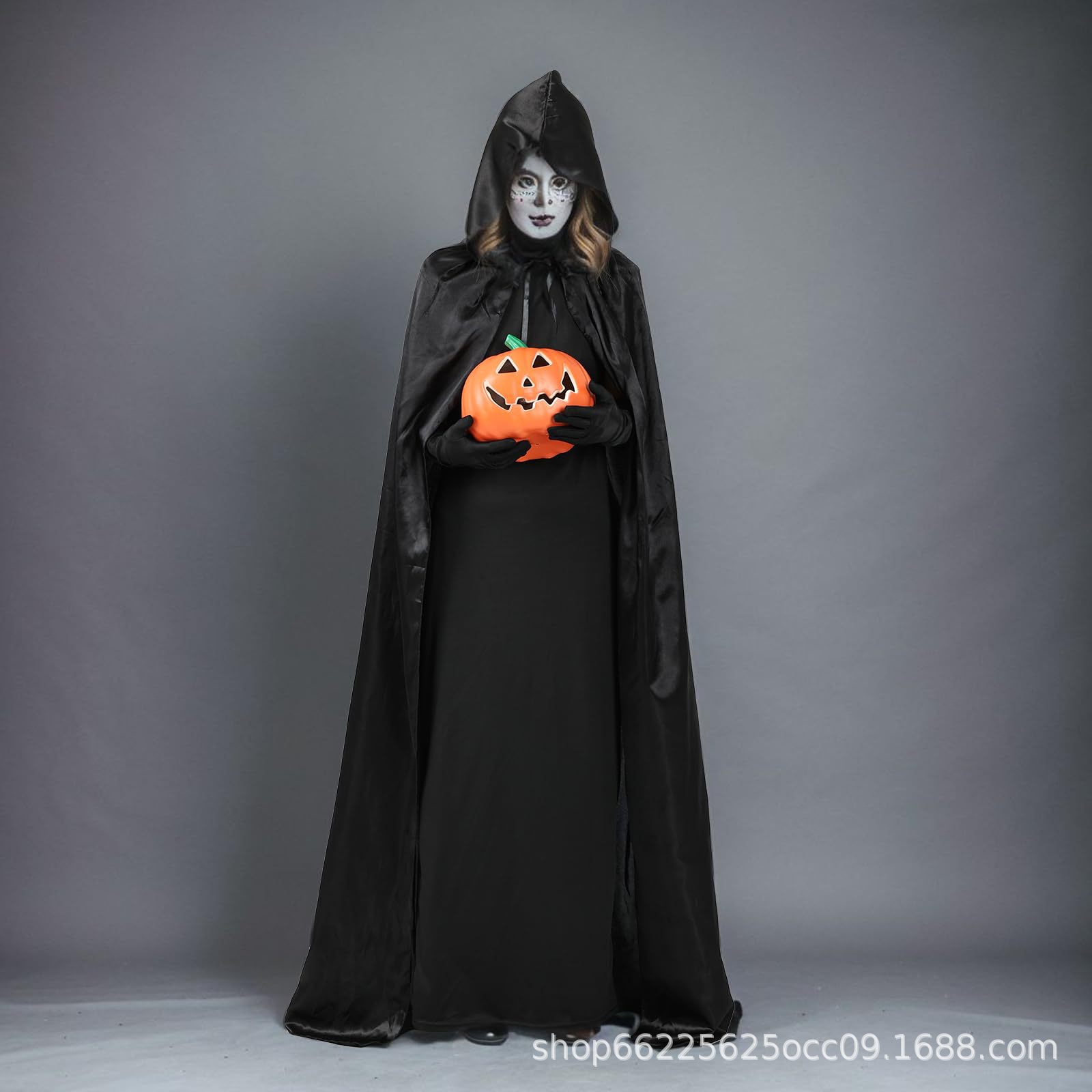 Halloween Cloak Cosplay Adult Kidsren Black Medieval Male Wizard Robe Death Monk Hat Performance