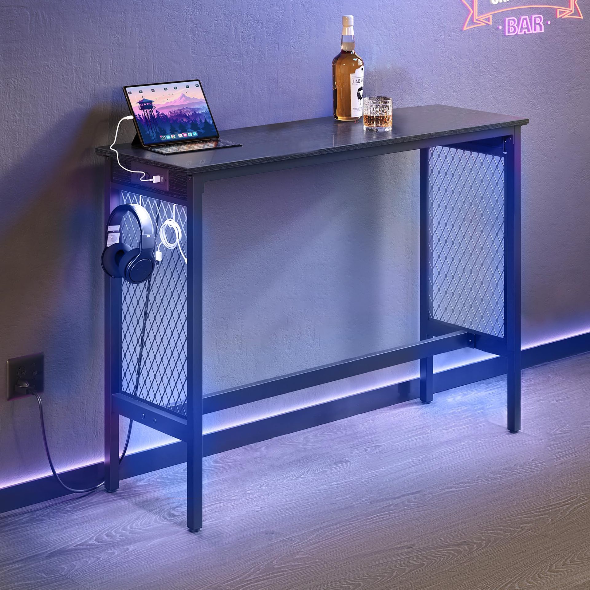 Modern Long Side Table Computer Desk Sofa Gap Side Table Storage Rack Wall-Mounted Small Table Narrow Strip Processing Side Cabinet