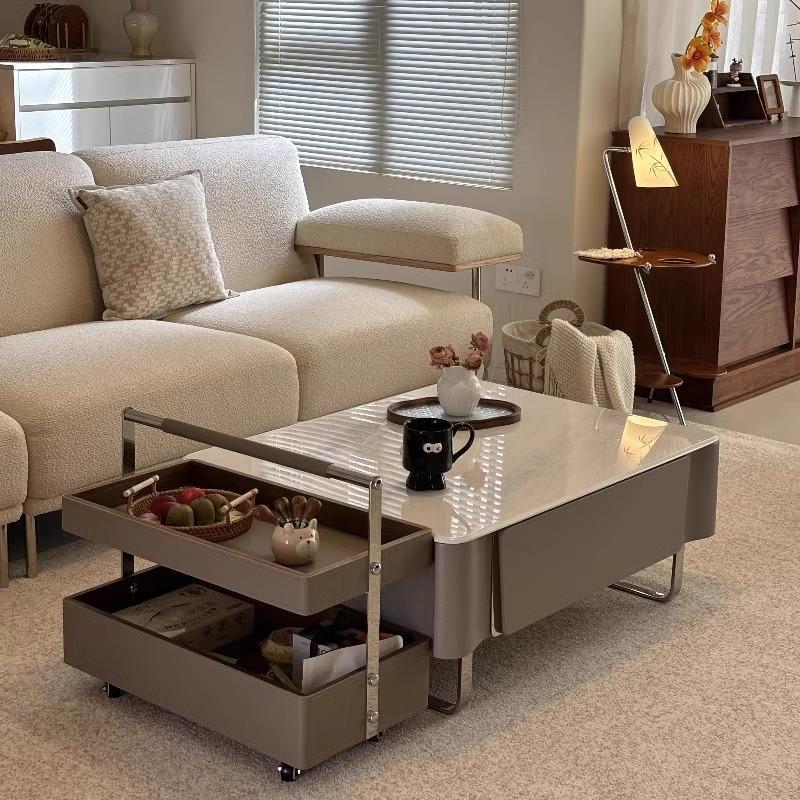 2025 New Normcore Accessible Luxury Style Coffee Table Combination Set Living Room Home Small Apartment Accessible Luxury Creative High-End Sense