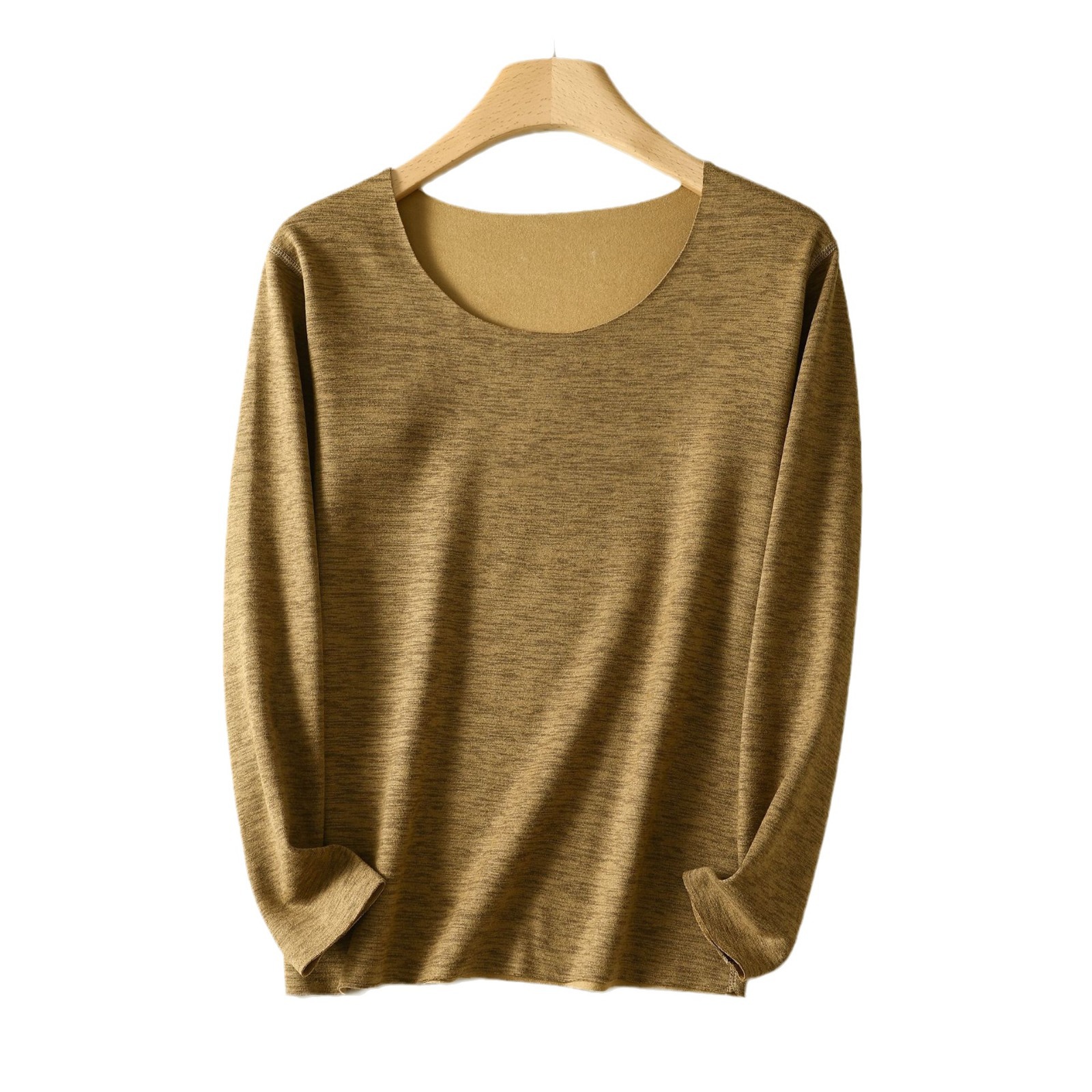 AB color cotton velvet warm top women's autumn and winter round neck inner long sleeve bottoming shirt fleece-lined autumn clothes warm clothes