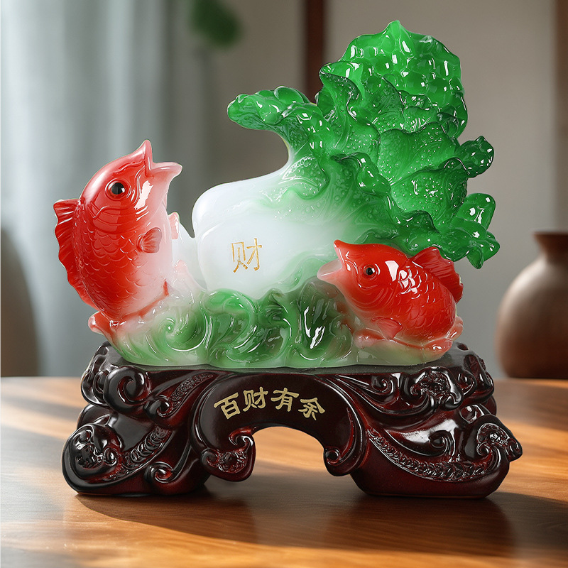 Китайские нефритовые украшения в форме капусты, более чем Баицай, открытие, роскошная рыба, креативный декор для дома, для гостиной, ТВ, винного шкафа