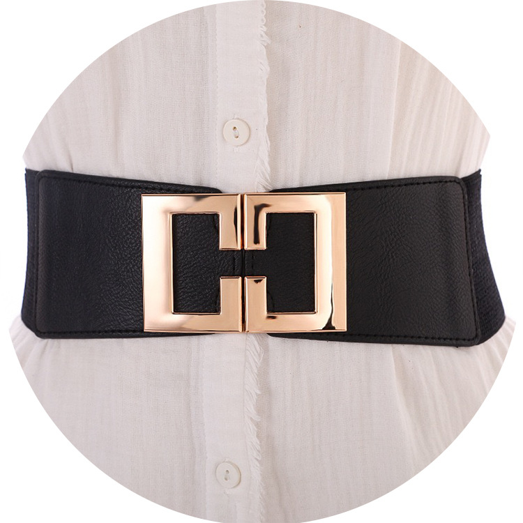 Korean Style Black Waist Cover Decorative dress Trendy Fashionable All-match Elastic Wide Belt Women's Elastic European and American Dress