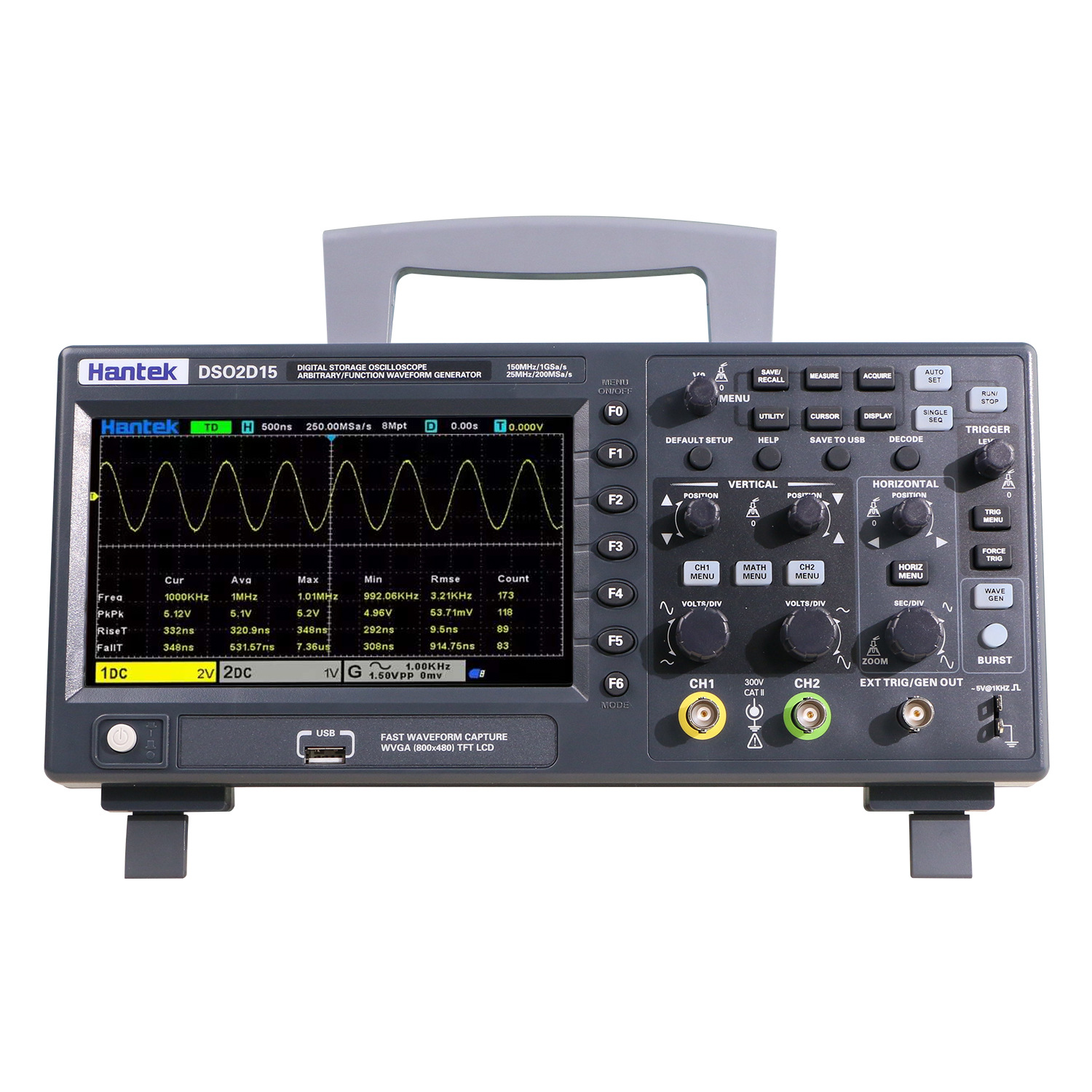 Hantai digital oscilloscope precision DSO2C10 DSO2D15 dual-channel digital storage oscilloscope 100m