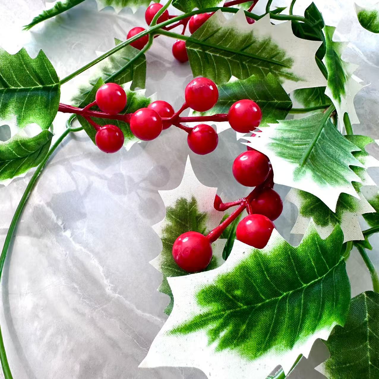 Simulation Red Berry Long Vine Christmas Holiday Pendant Nordic Wall Hanging Holiday Atmosphere Amazon Red Fruit Soft Vine Cross Border