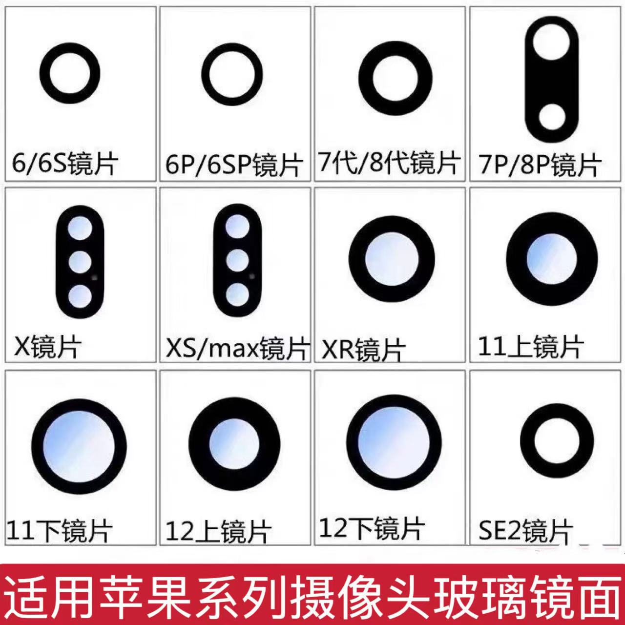 Подходит для Apple, белый объектив камеры, заднее стекло