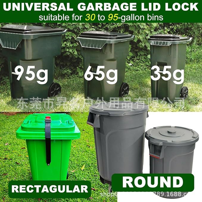 Trash Can Lid Lock, Outdoor Adjustable Trash Can Strap, Safety Belt, Trash Can Lid Strap, Original Product