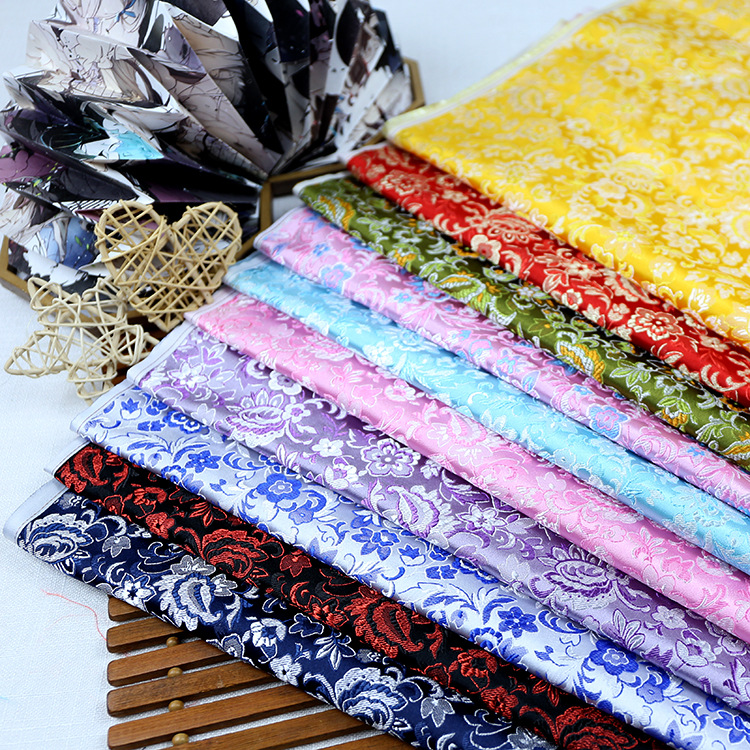 Wholesale Brocade Fabric Ancient Costume Han Dynasty Gold Cheongsam Tang Suit Ethnic Style Clothing Jacquard Silk Fabric