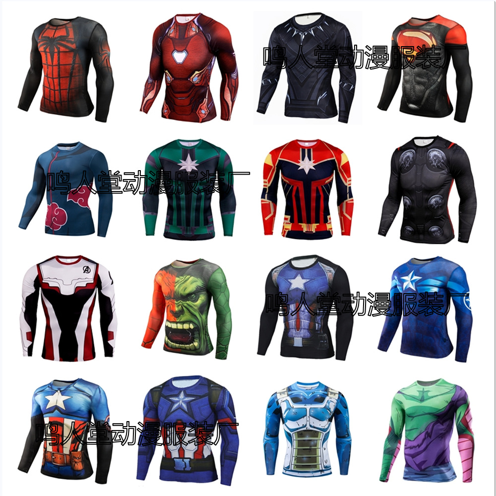 Кросс-бодер летняя новая Marvel супергеройская серия 3D цифровая печать футболка с длинным рукавом для мужчин