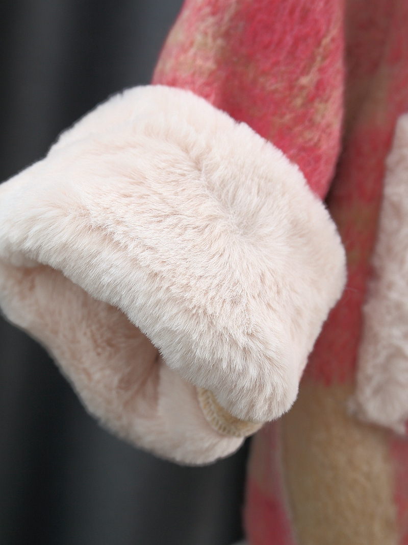Girls' Outwears, Autumn and Winter Woolen Outwears, New Styles, Kidsren's Winter Woolen Outwears, Baby Fleece-Lined Pink Plaid, Export Trend