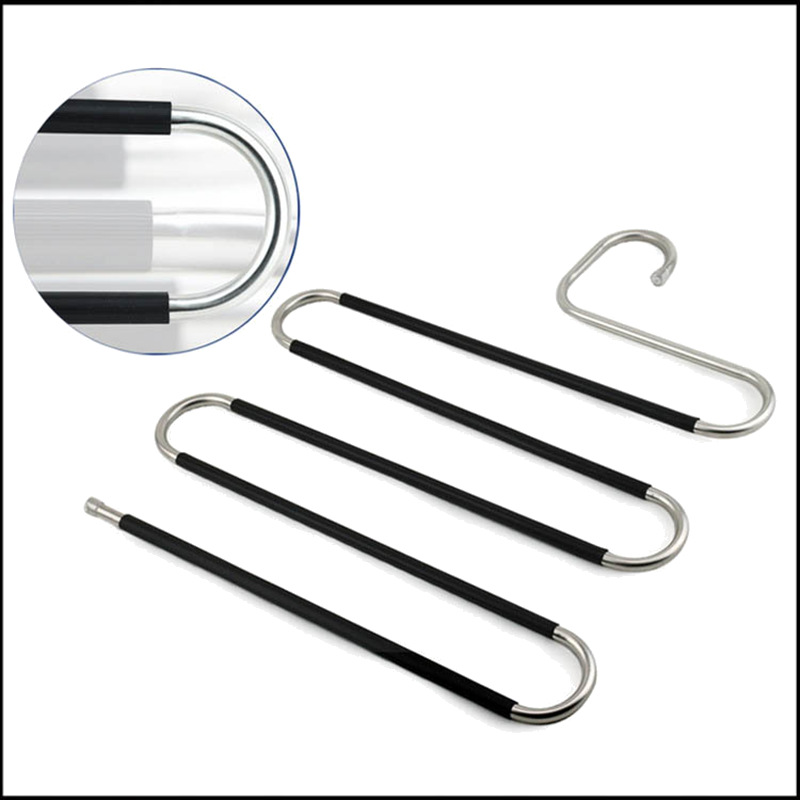 Stainless Steel Pants Rack Multi-layer Thickened Storage Indoor Multi-function Pants Clip Multi-function Wardrobe S-type Anti-slip Hanger