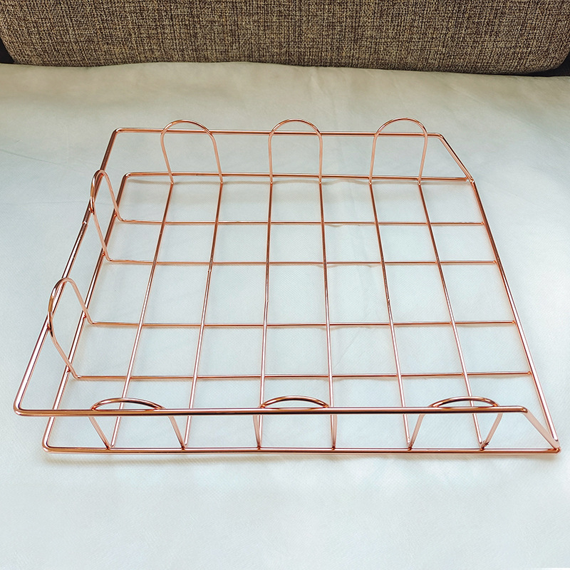 Factory wholesale Nordic file basket wrought iron desktop home storage rack creative storage rack file tray