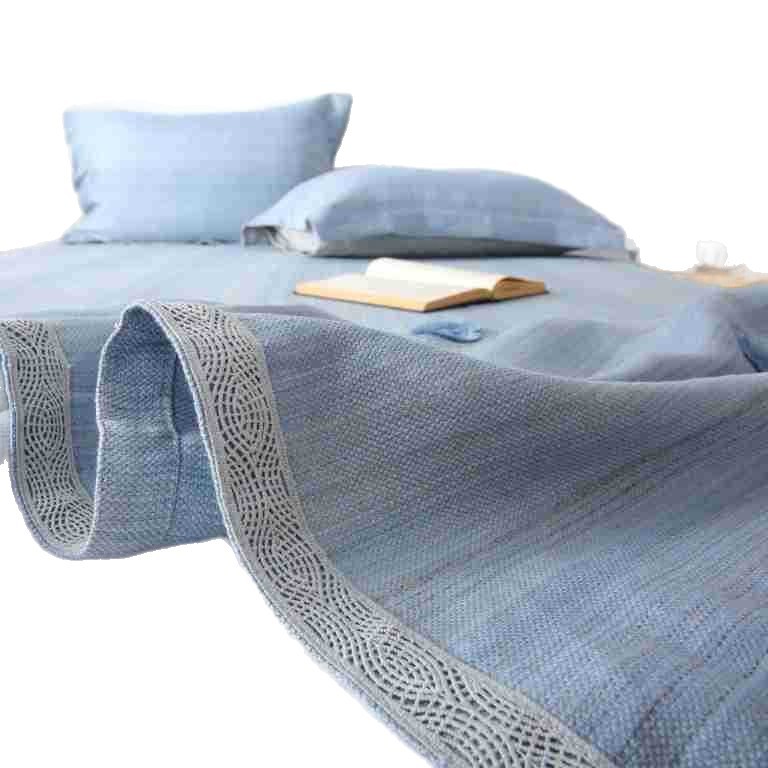Yutaiyuan Yarn-Dyed Linen Mat Three-Piece Pillowcase Natural Cooling Mat Bedding Set