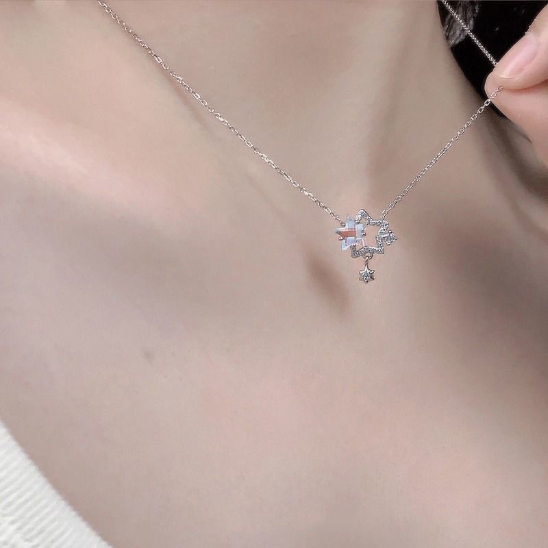 Shining Gemini Magic star necklace 2023 new light luxury niche high-grade clavicle chain summer Women