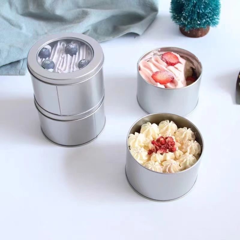 Internet Celebrity Mousse Cake 90 Window Round Jar Chocolate Bean Tiramisu Food Grade Baking Packaging Box Watch Box